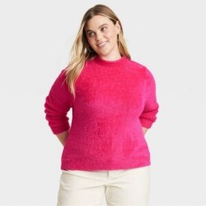 Universal Thread Women's Crew Neck Sweater - Bright Pink